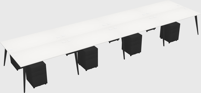 Shared rectangular office desk system