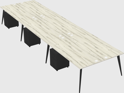 Shared rectangular office desk system