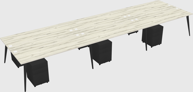 Shared rectangular office desk system