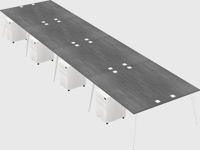 Shared rectangular office desk system
