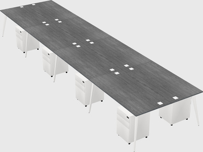 Shared rectangular office desk system