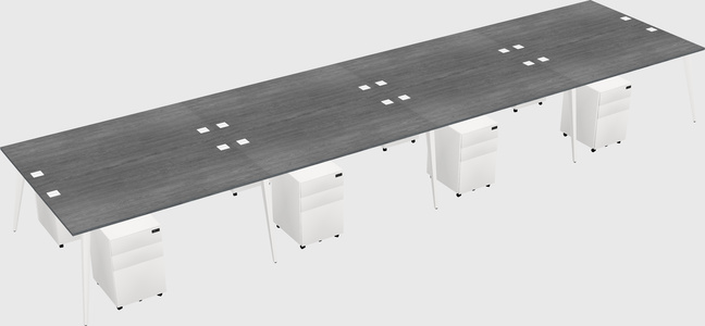 Shared rectangular office desk system