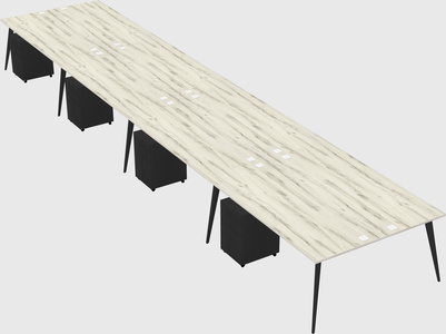 Shared rectangular office desk system