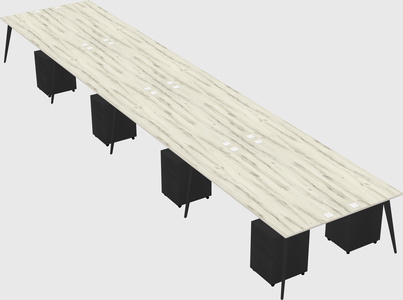 Shared rectangular office desk system