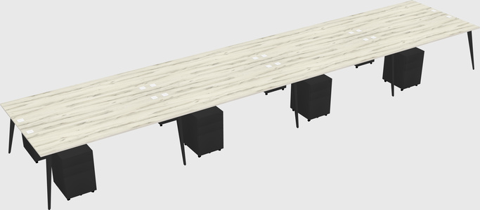Shared rectangular office desk system