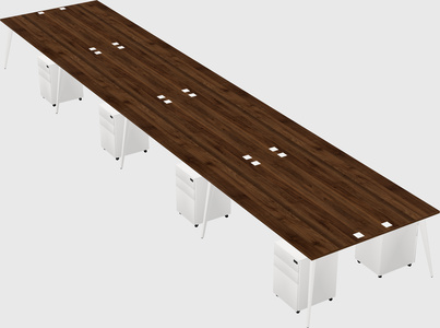 Shared rectangular office desk system