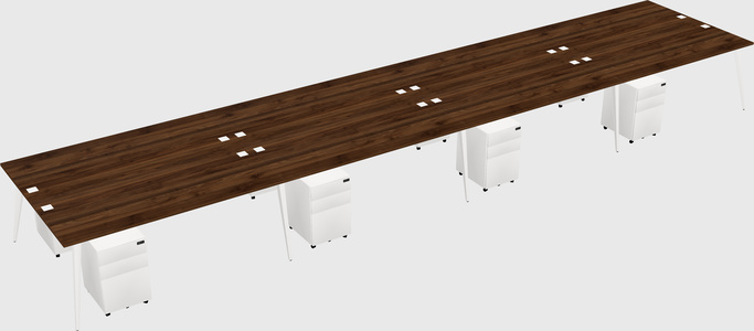 Shared rectangular office desk system