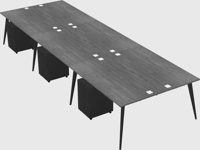 Shared rectangular office desk system