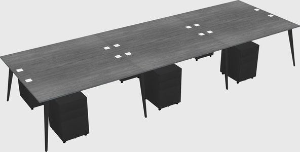 Shared rectangular office desk system