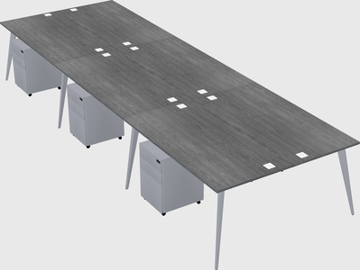 Shared rectangular office desk system