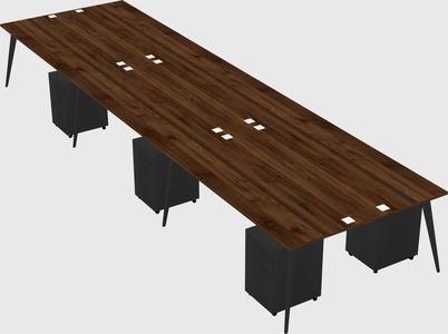 Shared rectangular office desk system