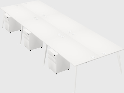 Shared rectangular office desk system
