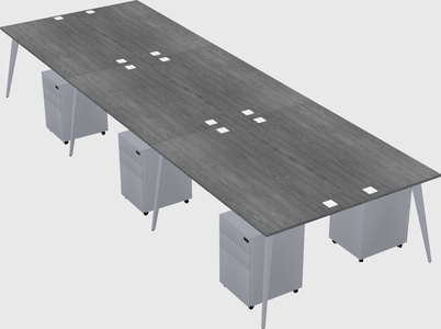 Shared rectangular office desk system