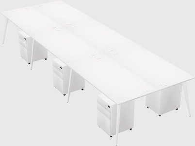 Shared rectangular office desk system