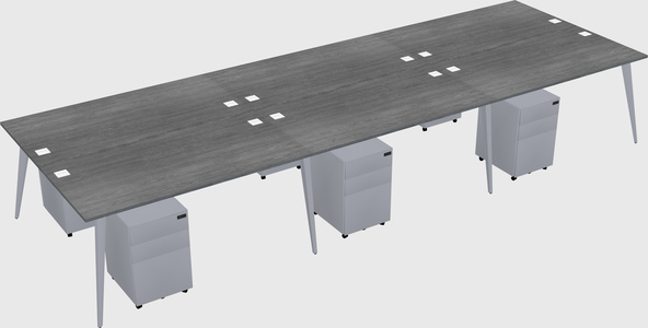 Shared rectangular office desk system