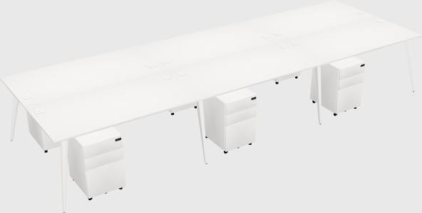 Shared rectangular office desk system