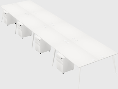 Shared rectangular office desk system