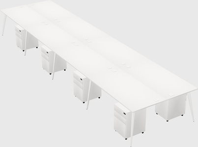 Shared rectangular office desk system