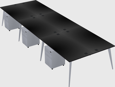 Shared rectangular office desk system
