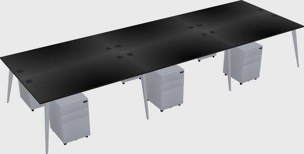 Shared rectangular office desk system