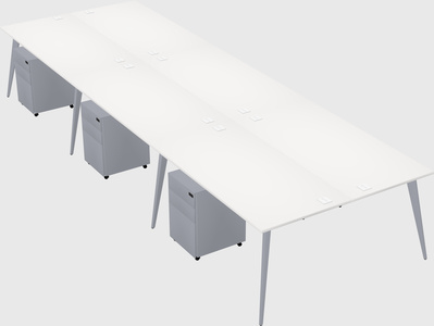Shared rectangular office desk system