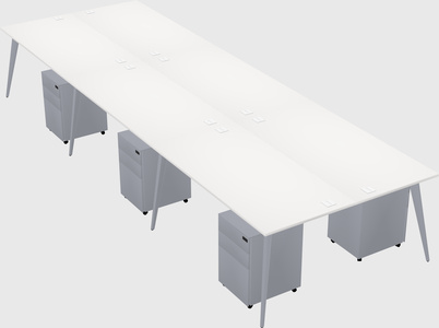 Shared rectangular office desk system