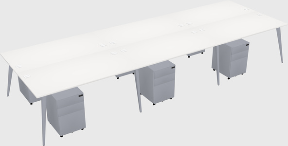 Shared rectangular office desk system
