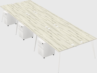 Shared rectangular office desk system