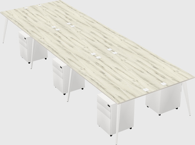 Shared rectangular office desk system