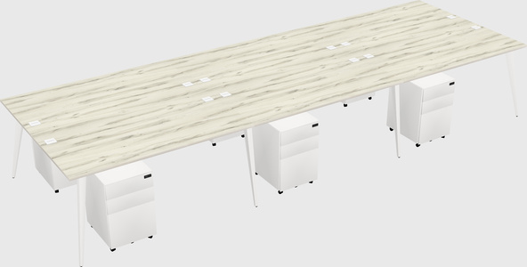 Shared rectangular office desk system