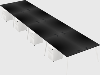 Shared rectangular office desk system