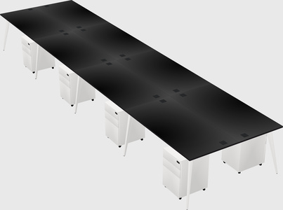 Shared rectangular office desk system