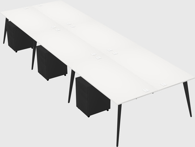 Shared rectangular office desk system