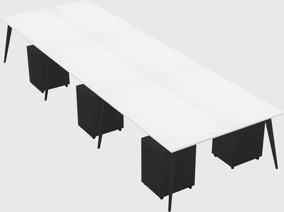 Shared rectangular office desk system