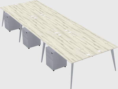 Shared rectangular office desk system