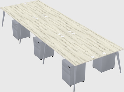 Shared rectangular office desk system