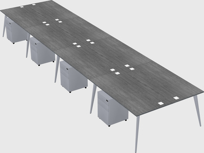 Shared rectangular office desk system