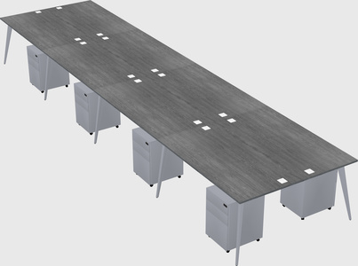 Shared rectangular office desk system