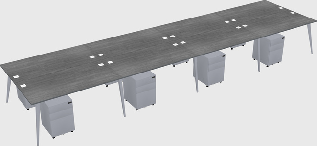 Shared rectangular office desk system