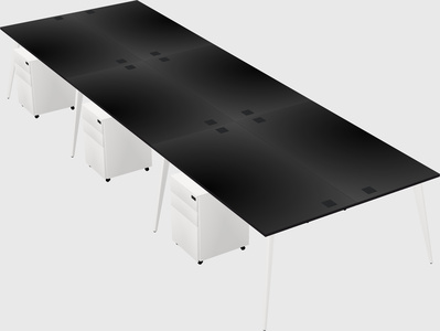 Shared rectangular office desk system
