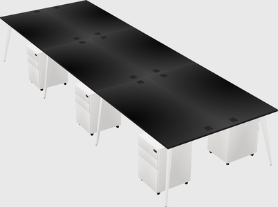 Shared rectangular office desk system