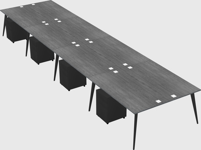 Shared rectangular office desk system