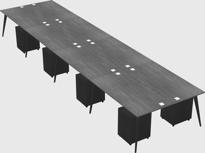 Shared rectangular office desk system