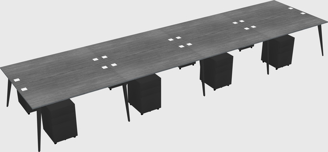 Shared rectangular office desk system