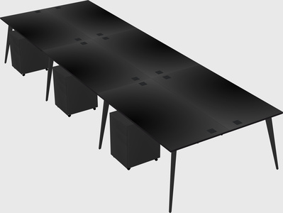 Shared rectangular office desk system