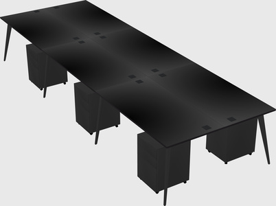 Shared rectangular office desk system