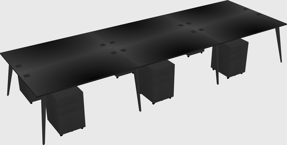 Shared rectangular office desk system
