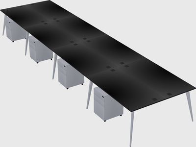 Shared rectangular office desk system