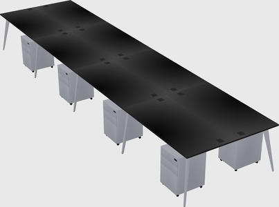 Shared rectangular office desk system