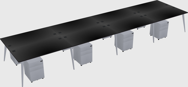 Shared rectangular office desk system